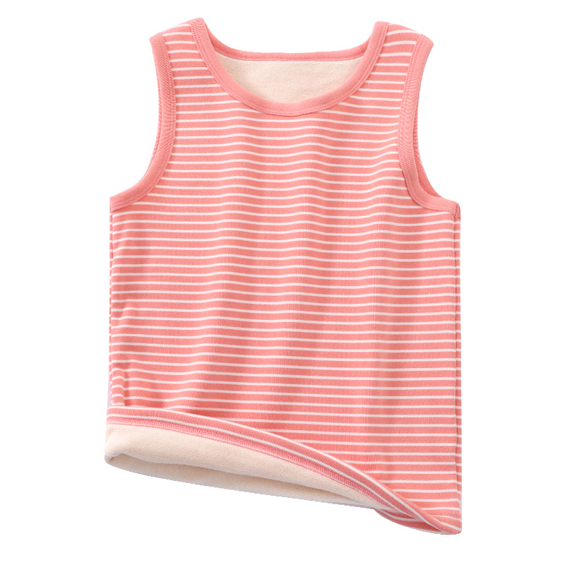 Παιδικό γιλέκο φλίς χωρίς μανίκια – unisex, με ριγέ σχέδιο και παχιά επένδυση φλίς