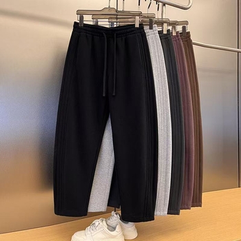 Férfi egyenes szabású sportos-napi nadrág - mikroelasztikus poliészter, középső derék, egyenes szár, mindennapi viselet, őszi szezon, 2025 tavaszi kiadás