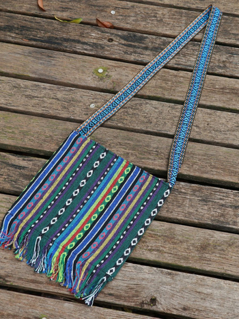 Yunnai bojtos válltáska, etnikus stílus, poliészter, cipzár