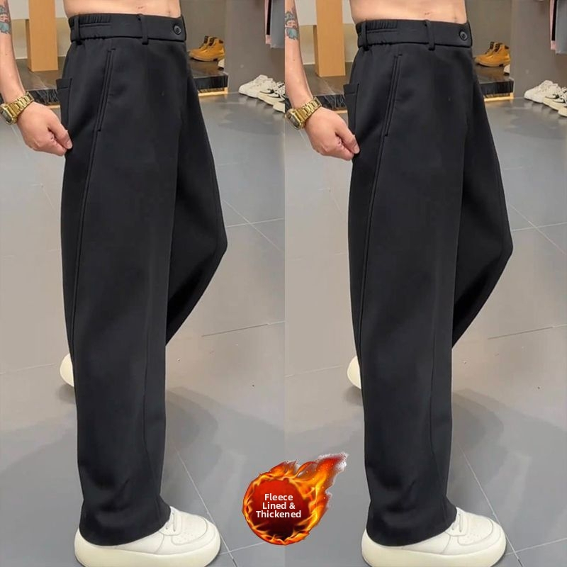 Férfi egyenes szabású sportnadrág velúr Cupro szálból, vastag anyag, mikroelasztikusság, középmagas derék, egyenes szár (2025 tavasza)