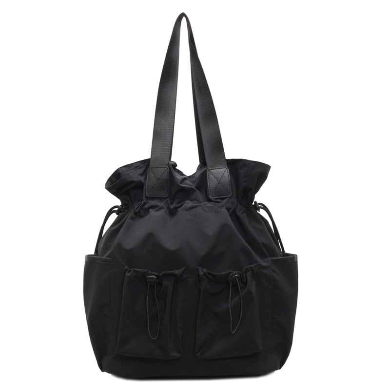 Najlon dama torba, tip kofera s naborima, zatvaranje šnuralom, unutarnji džepovi, dvostruke naramenice