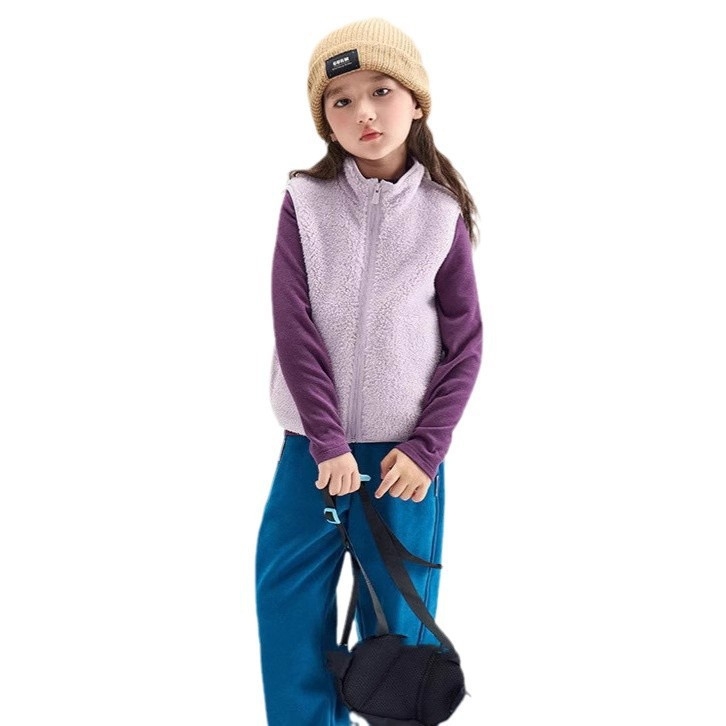 Παιδικό γιλέκο φλίς με φερμουάρ, εξωτερικό ύφασμα πολυεστέρα φλίς, επένδυση πολυεστέρας, χωρίς κουκούλα, στυλ καρνταγιάν, για παιδιά 3–8 ετών, κατάλληλο για χειμώνα, άνοιξη και φθινόπωρο