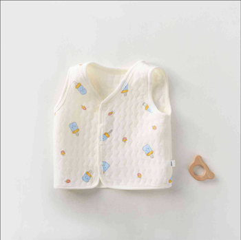 Παιδικό γιλέκο από βαμβάκι με τρία στρώματα, παχυνμένο και ζεστό για 0–1 έτους, unisex, 100% βαμβάκι.