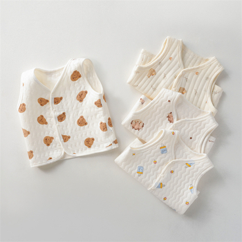 Παιδικό γιλέκο από βαμβάκι με τρία στρώματα, παχυνμένο και ζεστό για 0–1 έτους, unisex, 100% βαμβάκι.