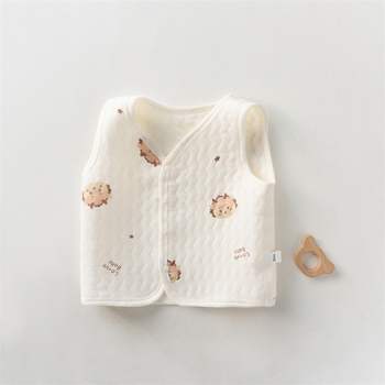 Παιδικό γιλέκο από βαμβάκι με τρία στρώματα, παχυνμένο και ζεστό για 0–1 έτους, unisex, 100% βαμβάκι.