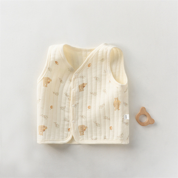 Παιδικό γιλέκο από βαμβάκι με τρία στρώματα, παχυνμένο και ζεστό για 0–1 έτους, unisex, 100% βαμβάκι.