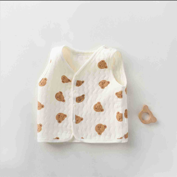 Παιδικό γιλέκο από βαμβάκι με τρία στρώματα, παχυνμένο και ζεστό για 0–1 έτους, unisex, 100% βαμβάκι.