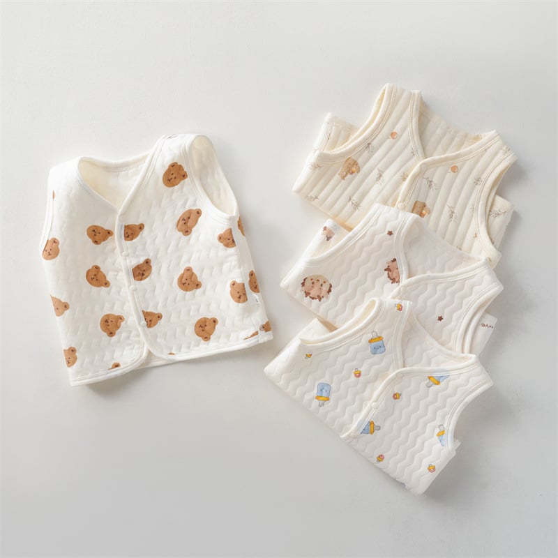 Παιδικό γιλέκο από βαμβάκι με τρία στρώματα, παχυνμένο και ζεστό για 0–1 έτους, unisex, 100% βαμβάκι.