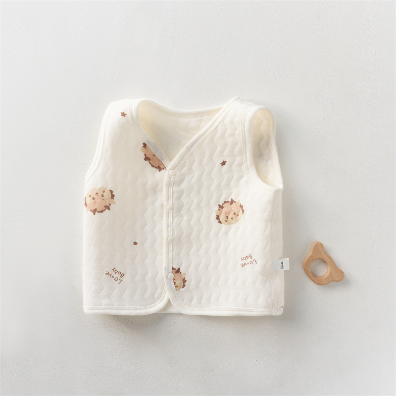 Παιδικό γιλέκο από βαμβάκι με τρία στρώματα, παχυνμένο και ζεστό για 0–1 έτους, unisex, 100% βαμβάκι.
