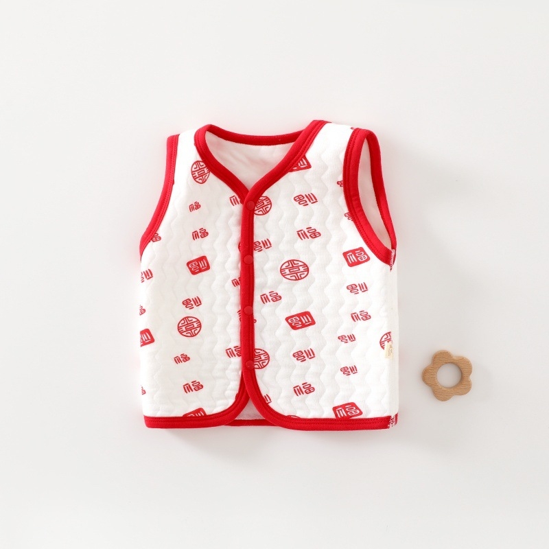 Παιδικό γιλέκο από βαμβάκι με τρία στρώματα, παχυνμένο και ζεστό για 0–1 έτους, unisex, 100% βαμβάκι.