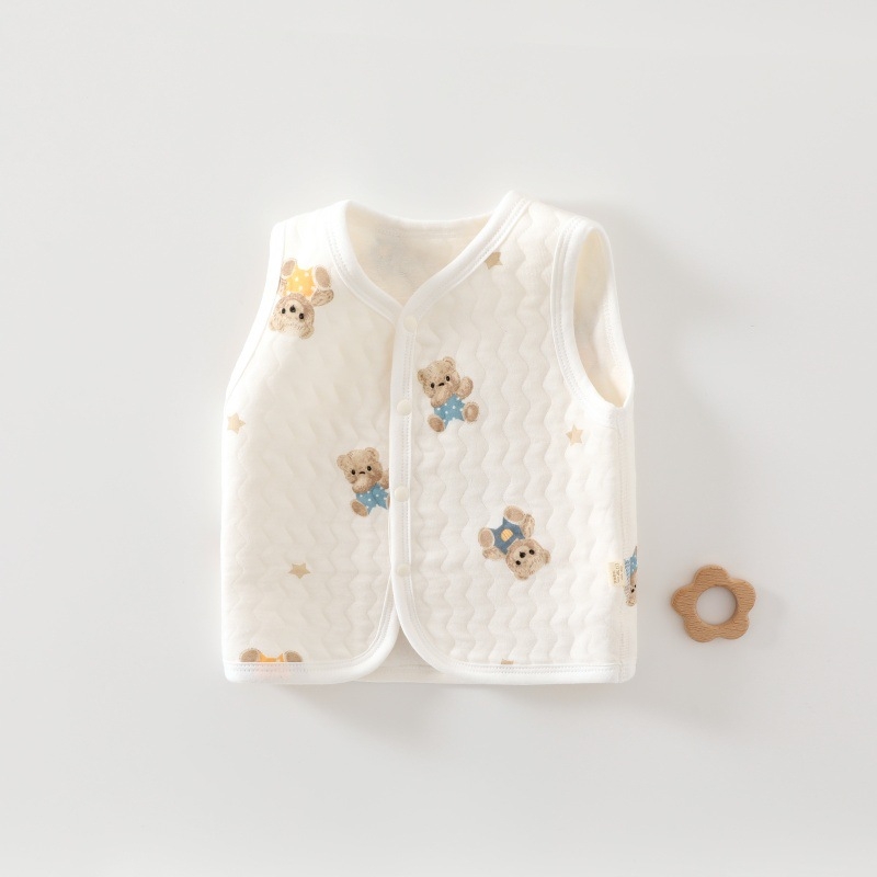 Παιδικό γιλέκο από βαμβάκι με τρία στρώματα, παχυνμένο και ζεστό για 0–1 έτους, unisex, 100% βαμβάκι.