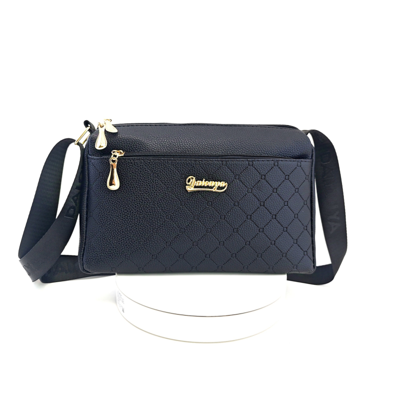 Deoia PU bőr crossbody táska Lychee textúrával, vízszintes négyzet alakú, cipzáras nyitás, belső zipzáras zseb és telefon zseb, egyrészes vállpánt