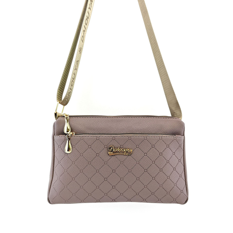 Deoia PU bőr crossbody táska Lychee textúrával, vízszintes négyzet alakú, cipzáras nyitás, belső zipzáras zseb és telefon zseb, egyrészes vállpánt