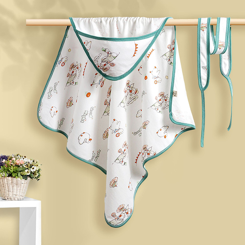 Zitong lélegező újszülött átölelő kendő — gyapotfonal, egész éves használat, újszülötteknek, minták: állatok, mesefigurák, virágok, alakok