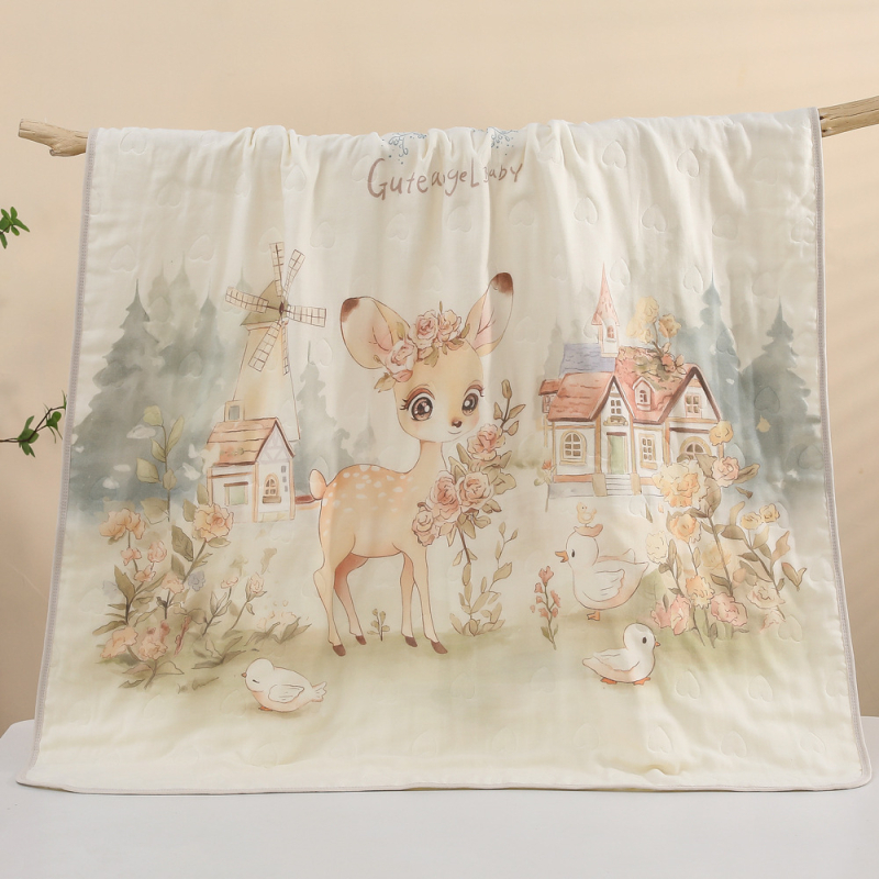 Babák és gyerekek fürdőtörölközője, 6 rétegű géz, 470 g, karikatúra nyomtatás, újszülötttől 6 éves korig, testreszabható