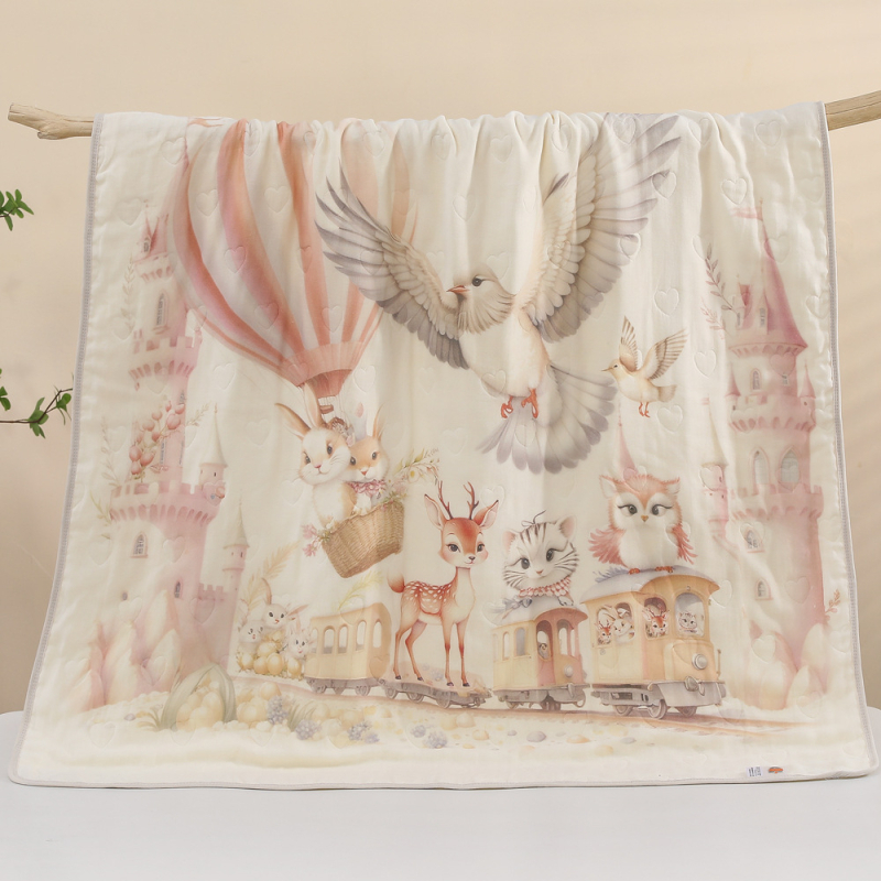 Babák és gyerekek fürdőtörölközője, 6 rétegű géz, 470 g, karikatúra nyomtatás, újszülötttől 6 éves korig, testreszabható