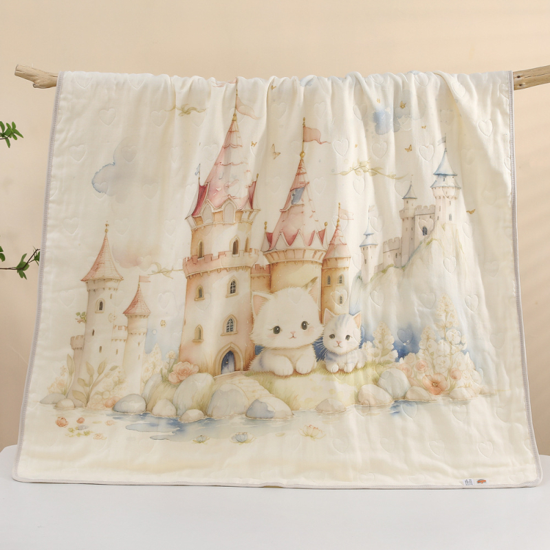 Babák és gyerekek fürdőtörölközője, 6 rétegű géz, 470 g, karikatúra nyomtatás, újszülötttől 6 éves korig, testreszabható