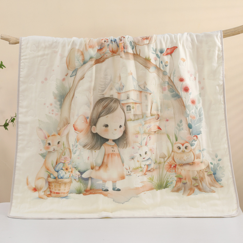 Babák és gyerekek fürdőtörölközője, 6 rétegű géz, 470 g, karikatúra nyomtatás, újszülötttől 6 éves korig, testreszabható