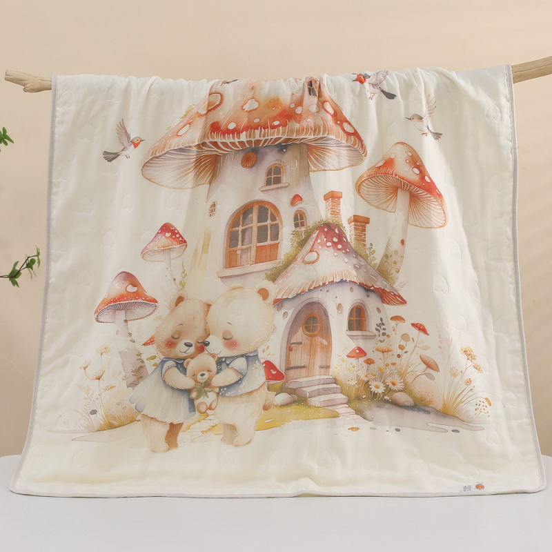 Babák és gyerekek fürdőtörölközője, 6 rétegű géz, 470 g, karikatúra nyomtatás, újszülötttől 6 éves korig, testreszabható