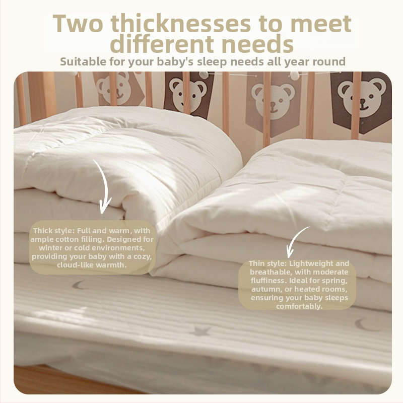 Βρεφική καπιτονέ κουβέρτα από 100% βαμβάκι, γέμισμα βαμβάκι, βάρος 0.55-1.0 κιλά, χειμώνας, στυλ κεντήματος καρτούν