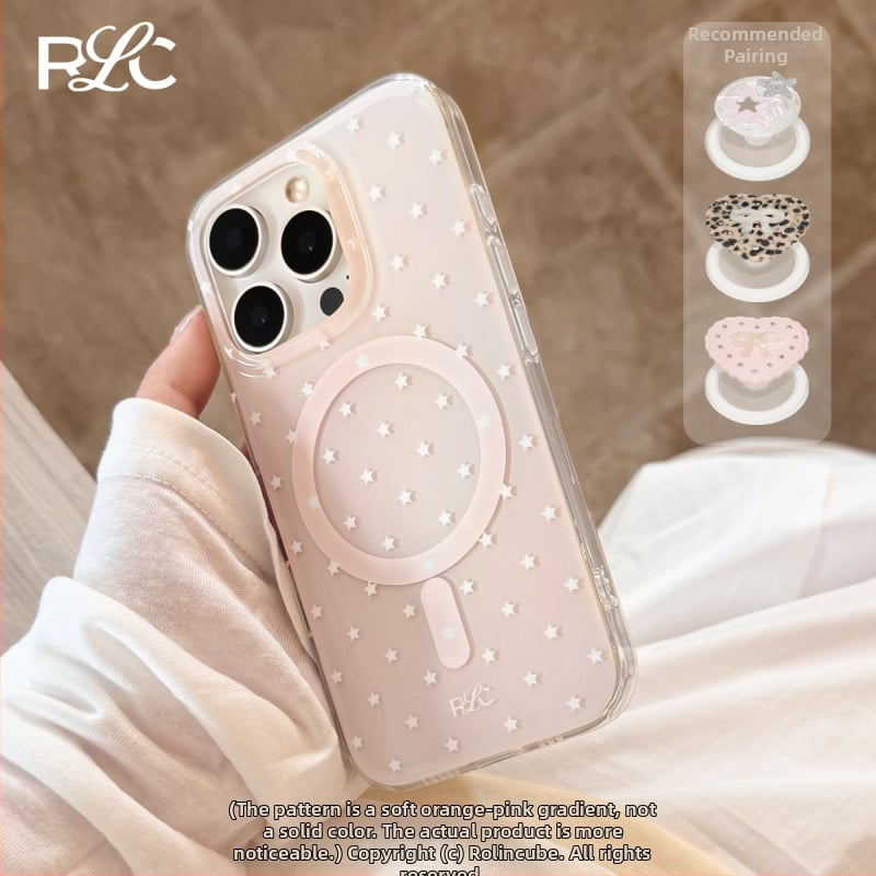 Tok iPhone 16 Pro Max MagSafe-vel, csillag mintával, teljes testvédő fólia és HD fólia