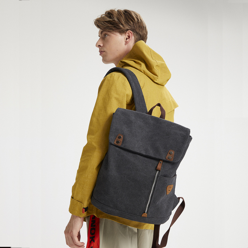 Platneni ruksak za putovanja, kapacitet 20–35 L, unisex, prozračan, kožni detalji