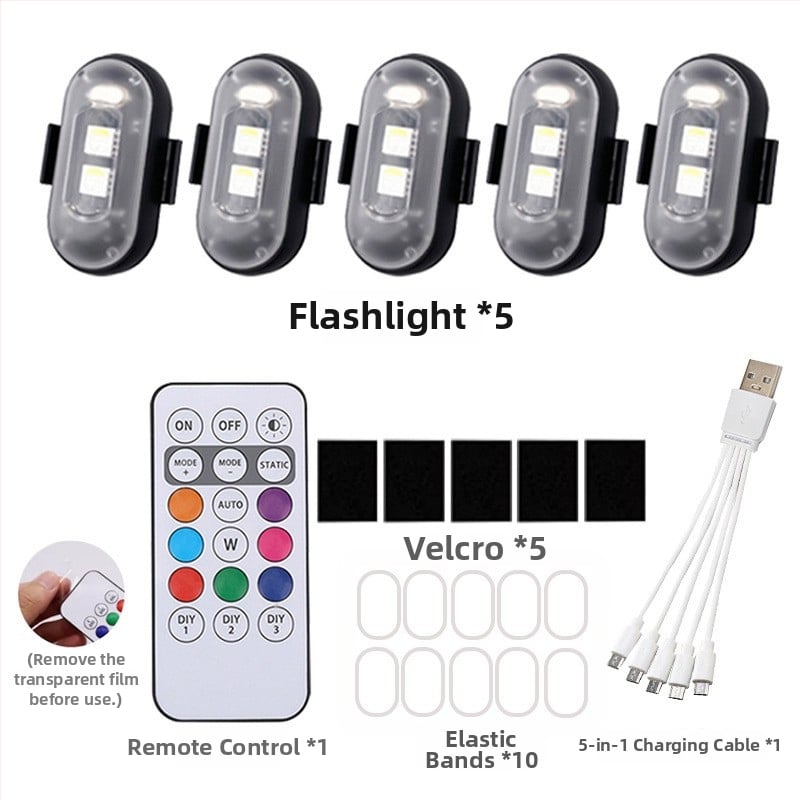 Ασύρματο LED φως προειδοποίησης για drones και οχήματα — καθολικά συμβατό, 12V, 5W, LED 5050, 6500K