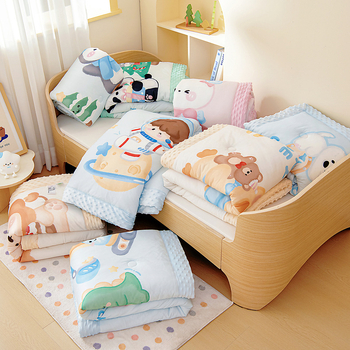 Dječji pamučni pleteni quilt s poliester punjenjem, 2 kg, zima, dizajn crtani film