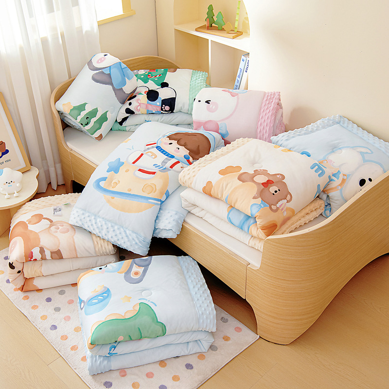 Dječji pamučni pleteni quilt s poliester punjenjem, 2 kg, zima, dizajn crtani film