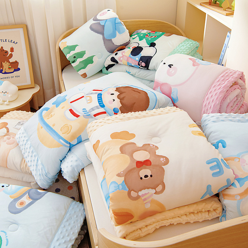 Dječji pamučni pleteni quilt s poliester punjenjem, 2 kg, zima, dizajn crtani film