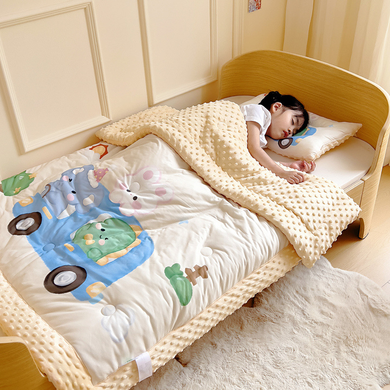 Dječji pamučni pleteni quilt s poliester punjenjem, 2 kg, zima, dizajn crtani film