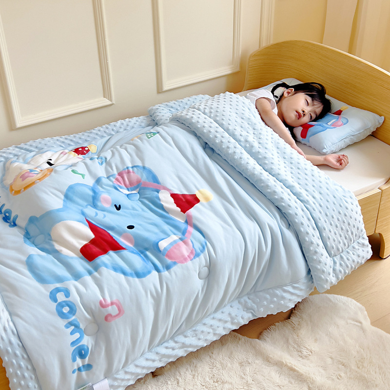 Dječji pamučni pleteni quilt s poliester punjenjem, 2 kg, zima, dizajn crtani film