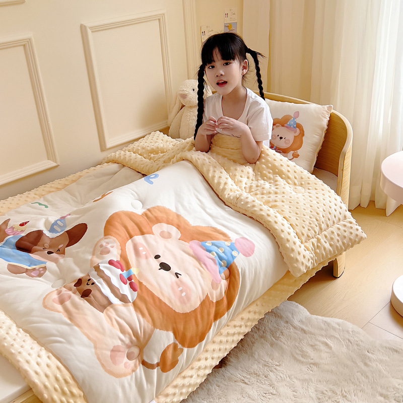 Dječji pamučni pleteni quilt s poliester punjenjem, 2 kg, zima, dizajn crtani film