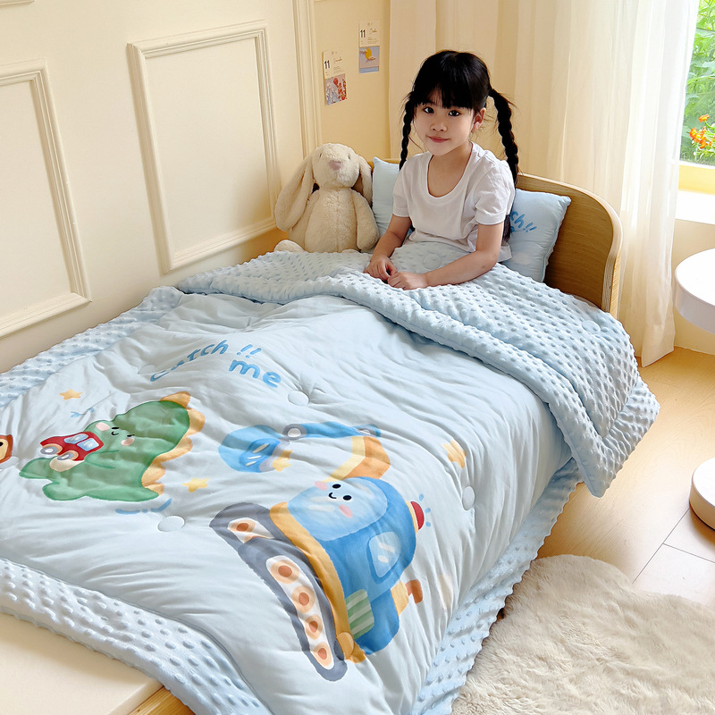 Dječji pamučni pleteni quilt s poliester punjenjem, 2 kg, zima, dizajn crtani film