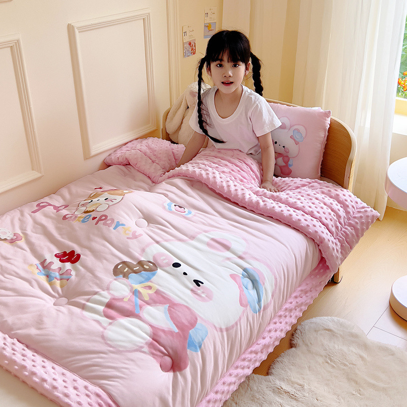 Dječji pamučni pleteni quilt s poliester punjenjem, 2 kg, zima, dizajn crtani film