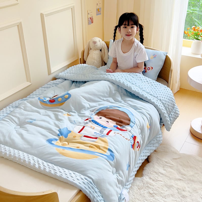 Dječji pamučni pleteni quilt s poliester punjenjem, 2 kg, zima, dizajn crtani film