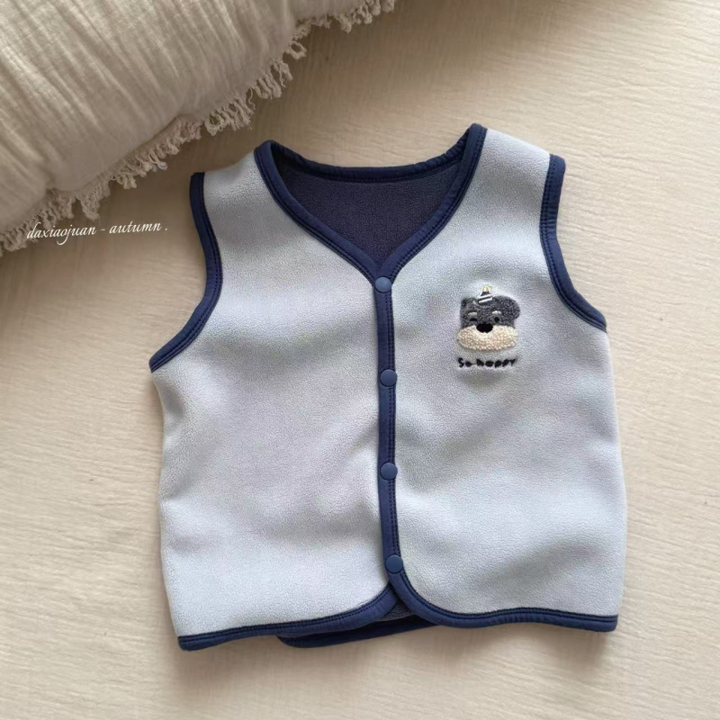 Unisex παιδικό γιλέκο με σχέδιο κινούμενων σχεδίων, φθινοπωρινό κορεατικό στυλ, πολυεστερική υφανση, χωρίς επένδυση