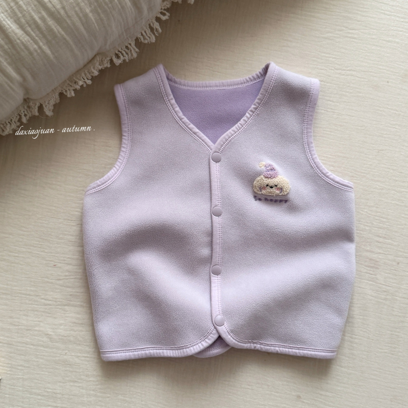 Unisex παιδικό γιλέκο με σχέδιο κινούμενων σχεδίων, φθινοπωρινό κορεατικό στυλ, πολυεστερική υφανση, χωρίς επένδυση