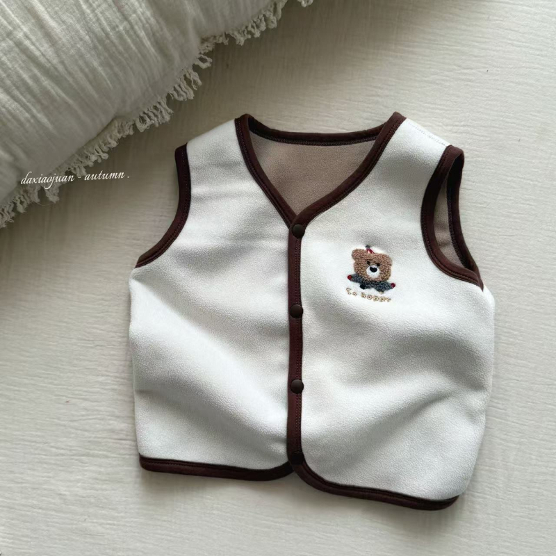 Unisex παιδικό γιλέκο με σχέδιο κινούμενων σχεδίων, φθινοπωρινό κορεατικό στυλ, πολυεστερική υφανση, χωρίς επένδυση