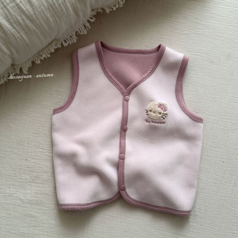 Unisex παιδικό γιλέκο με σχέδιο κινούμενων σχεδίων, φθινοπωρινό κορεατικό στυλ, πολυεστερική υφανση, χωρίς επένδυση