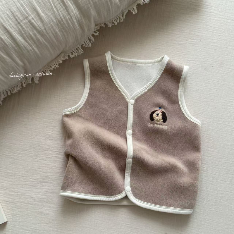 Unisex παιδικό γιλέκο με σχέδιο κινούμενων σχεδίων, φθινοπωρινό κορεατικό στυλ, πολυεστερική υφανση, χωρίς επένδυση