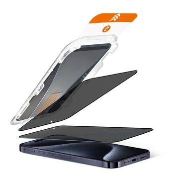 Edzett üvegből készült előlapi kijelzővédő iPhone 16 Pro Maxhoz, HD élesség, anti-peep, porálló, teljes kijelző lefedés