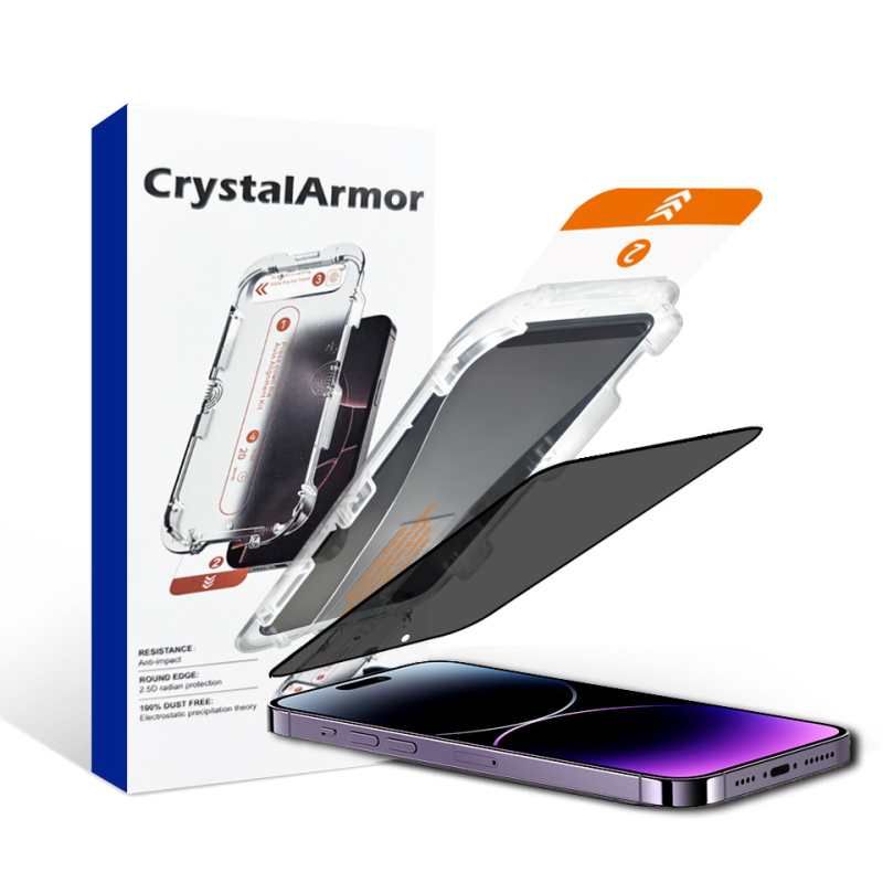 Edzett üvegből készült előlapi kijelzővédő iPhone 16 Pro Maxhoz, HD élesség, anti-peep, porálló, teljes kijelző lefedés