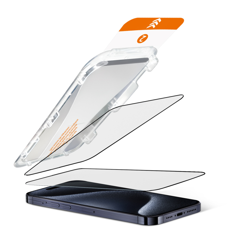 Edzett üvegből készült előlapi kijelzővédő iPhone 16 Pro Maxhoz, HD élesség, anti-peep, porálló, teljes kijelző lefedés