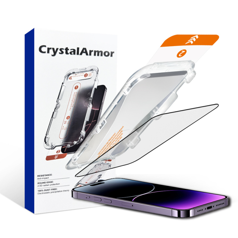 Edzett üvegből készült előlapi kijelzővédő iPhone 16 Pro Maxhoz, HD élesség, anti-peep, porálló, teljes kijelző lefedés