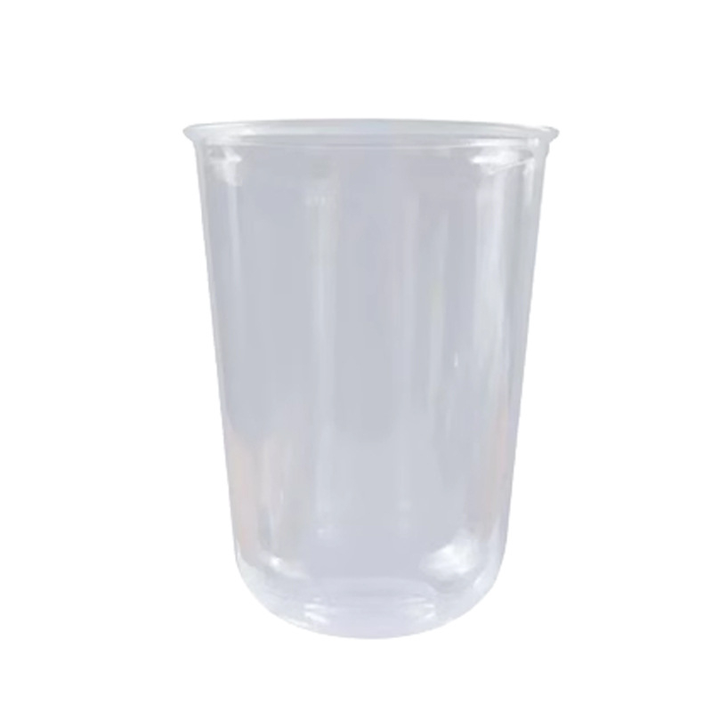 Pahar de unică folosință pentru ceai cu lapte, cu capac - transparent din plastic, pentru magazine de ceai, capacitate sub 100 ml, imprimare logo disponibil, personalizare