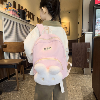 Ruksak za djevojčice — lagan, vodootporan, otporan na habanje, s motivom zeca, podstava od najlona, kompozitni materijal