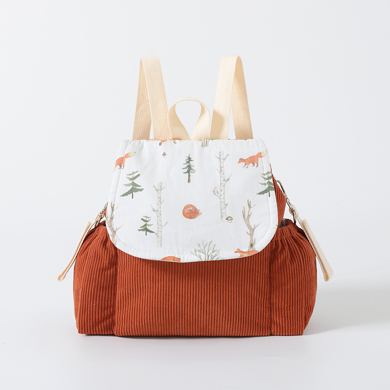 Dječji ruksak od korduroja - unisex, višenamjenski za vrtić, dječji i sladak stil, podstava od korduroja, Pineapple Pudding