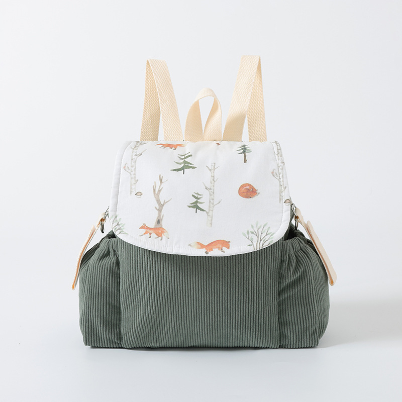Dječji ruksak od korduroja - unisex, višenamjenski za vrtić, dječji i sladak stil, podstava od korduroja, Pineapple Pudding