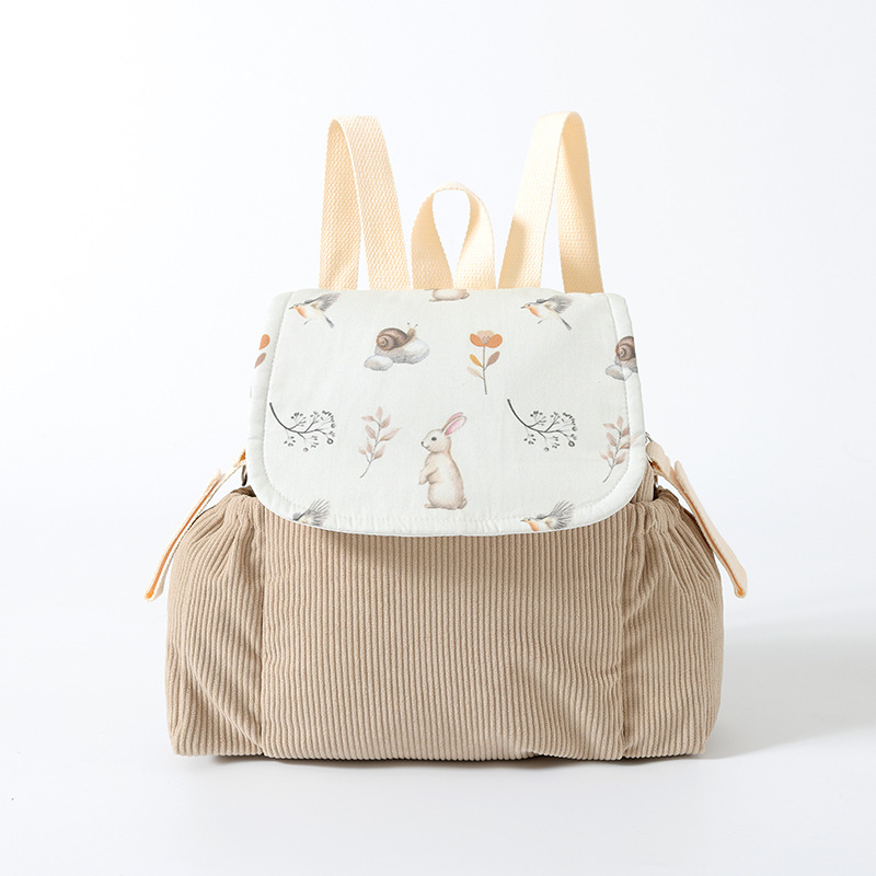 Dječji ruksak od korduroja - unisex, višenamjenski za vrtić, dječji i sladak stil, podstava od korduroja, Pineapple Pudding